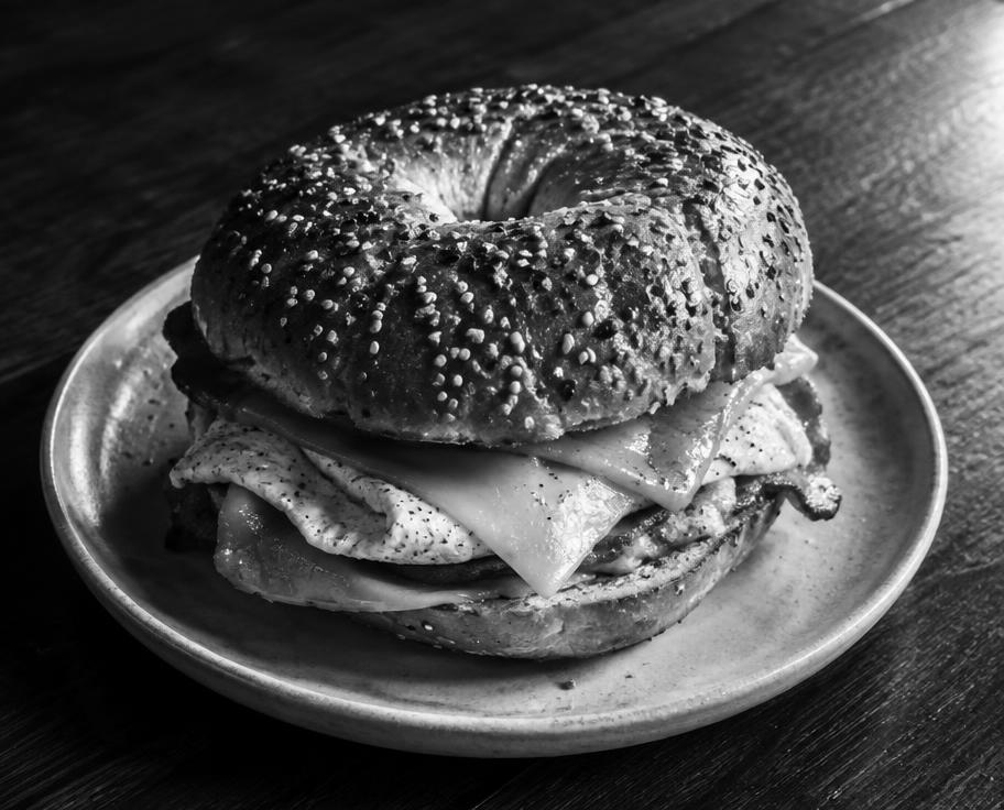 Egg and cheese bagel sandwich