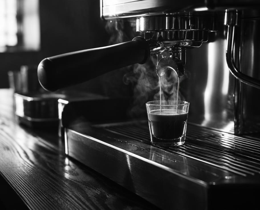 Espresso being pulled into a glass
